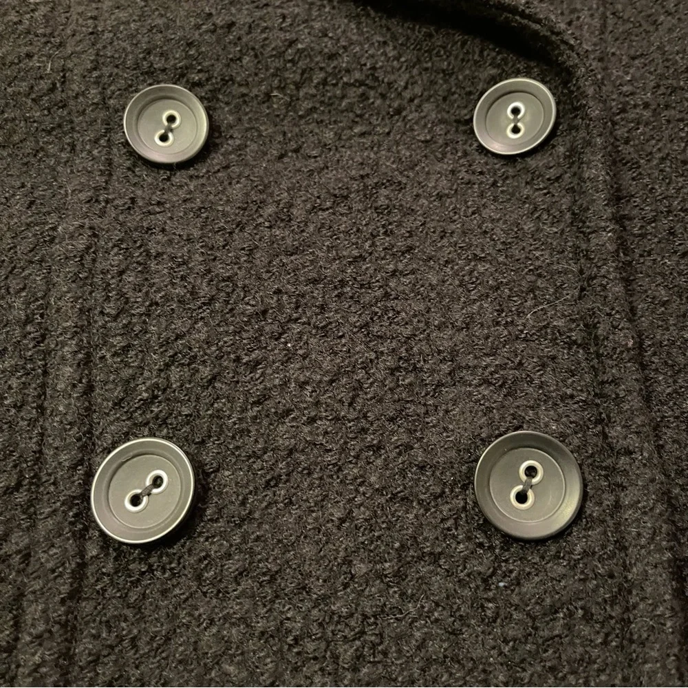 Free People Classic Black Double-Breasted Pea Coat EUC